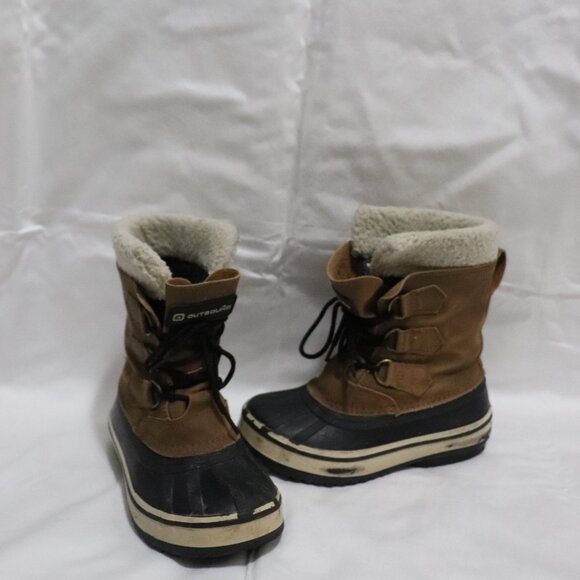 Outbound Brown Unisex Lace Up Sherpa Waterproof Outdoor Rain Winter Boots - Picture 1 of 12